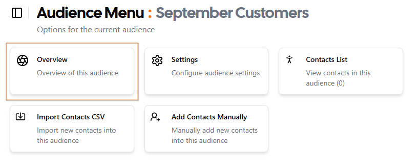 Audience Menu - Select Overview