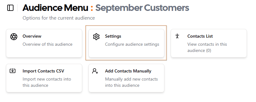 Audience Menu - Select Settings