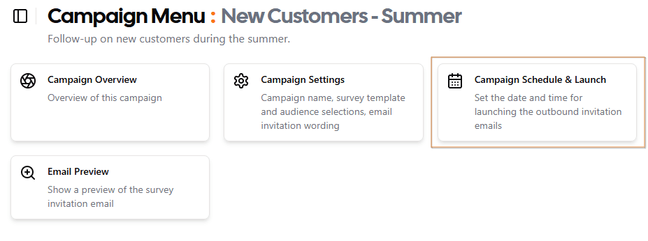 Campaign Menu - Select Scheduling