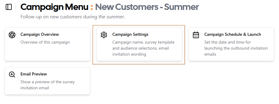 Campaign Menu - Select Settings