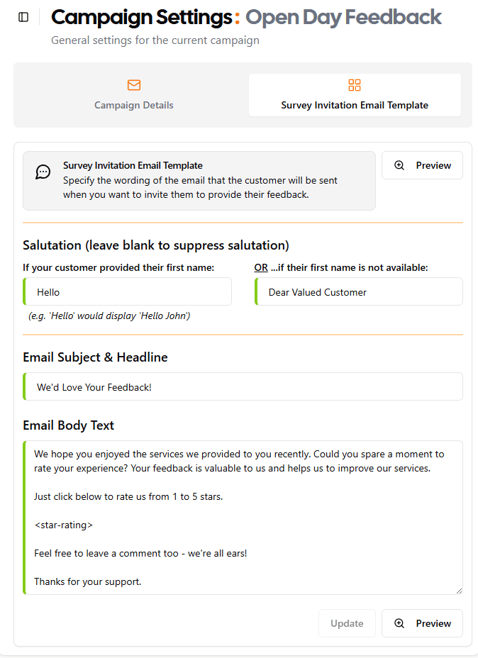 Customer Conversation - Email Template