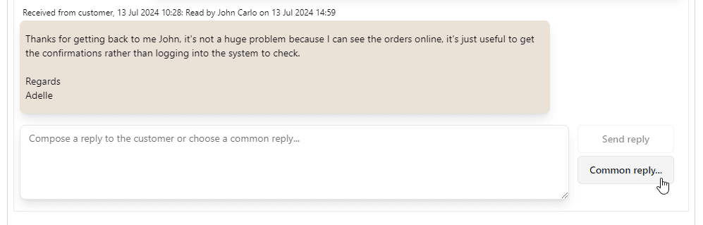 Custom replies button