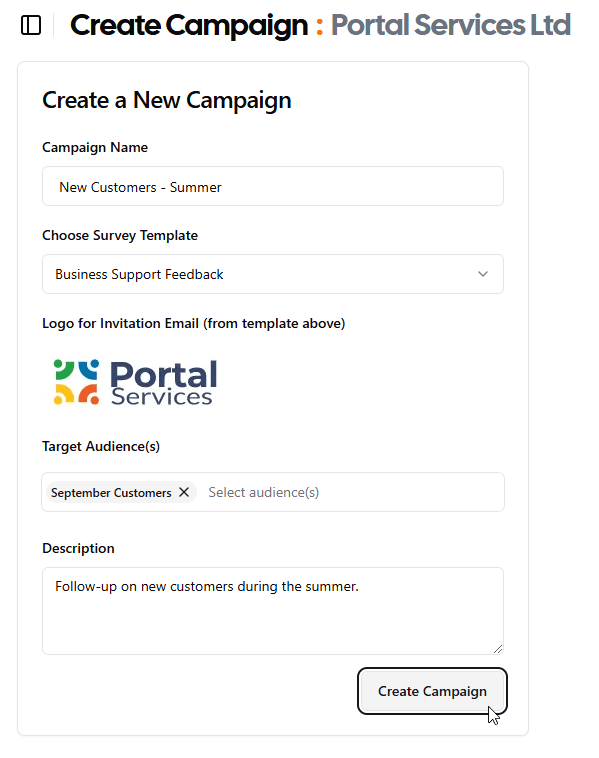 Email Campaigns - Create new campaign