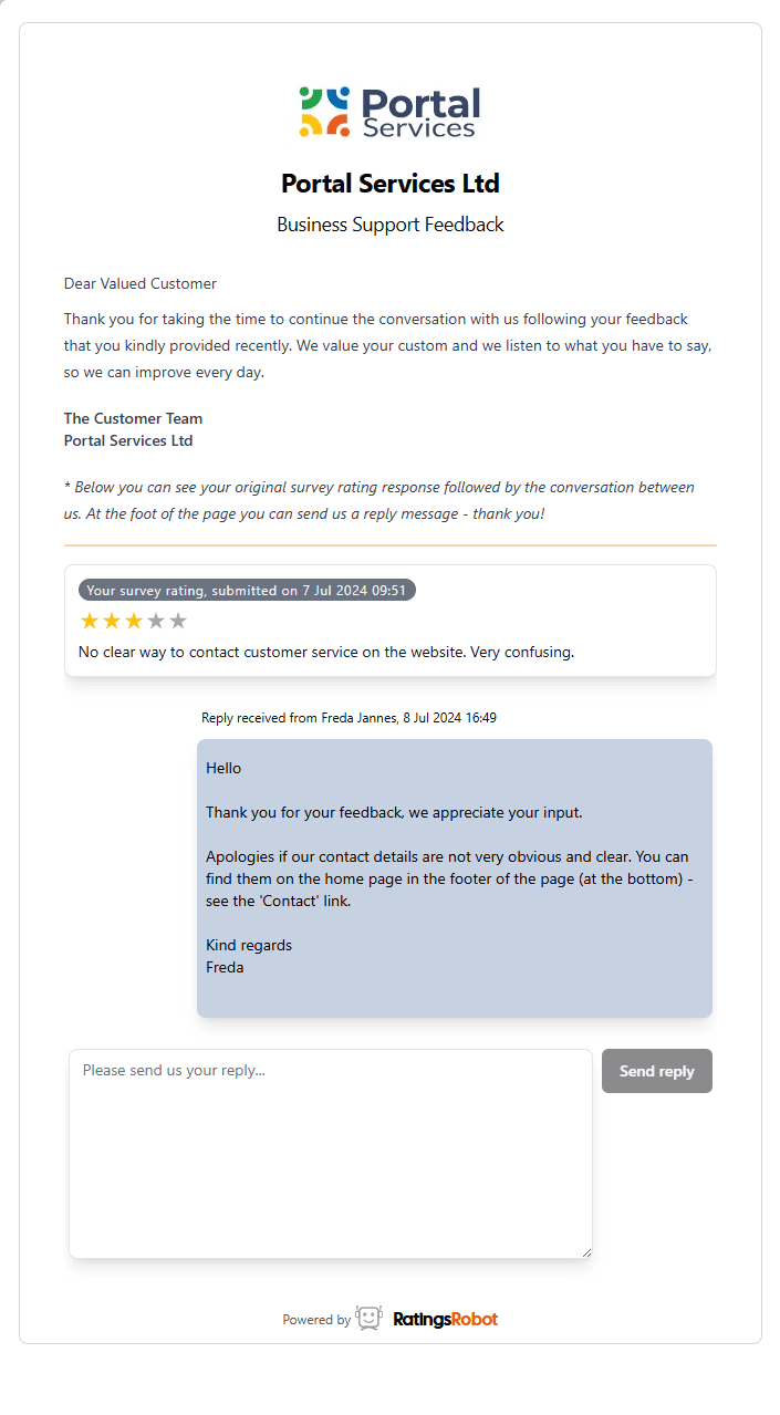 Customer Conversation - Customer Reply Form