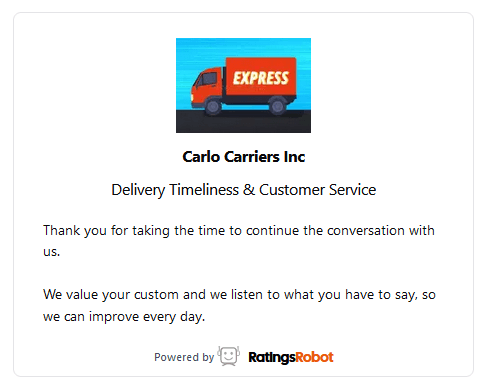 Customer reply form - thankyou