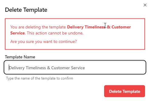 Delete Template Confirmation