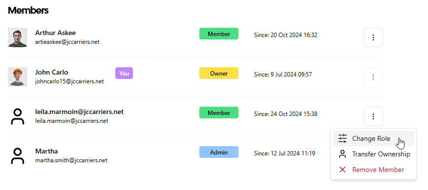 Edit member's attributes as owner