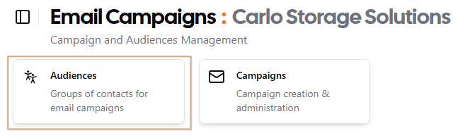 Email Campaigns - Main Menu - Audiences highlighted