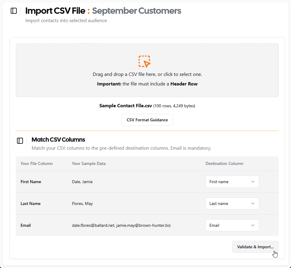 Import - Mapping CSV Columns