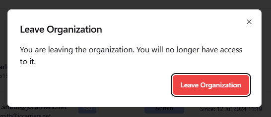 Leave organization confirmation