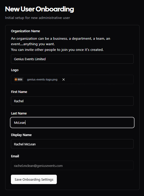 Onboarding form