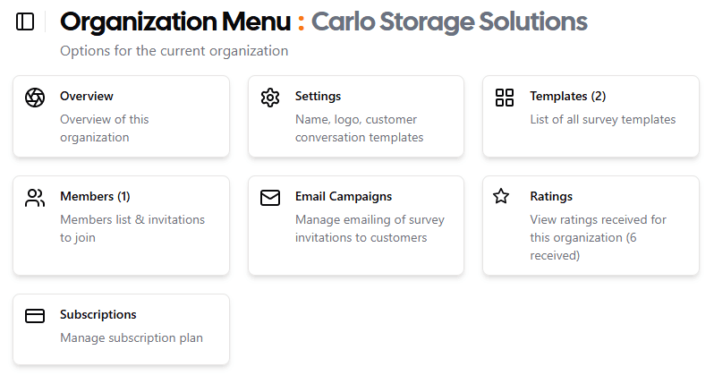 Organization Menu
