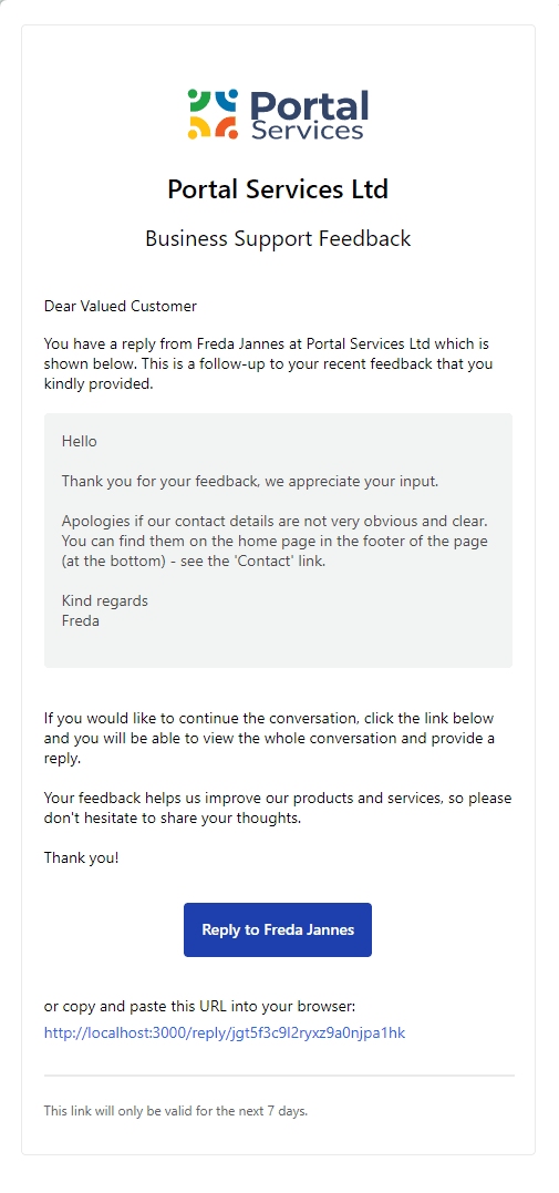 Customer Conversation - Example Email
