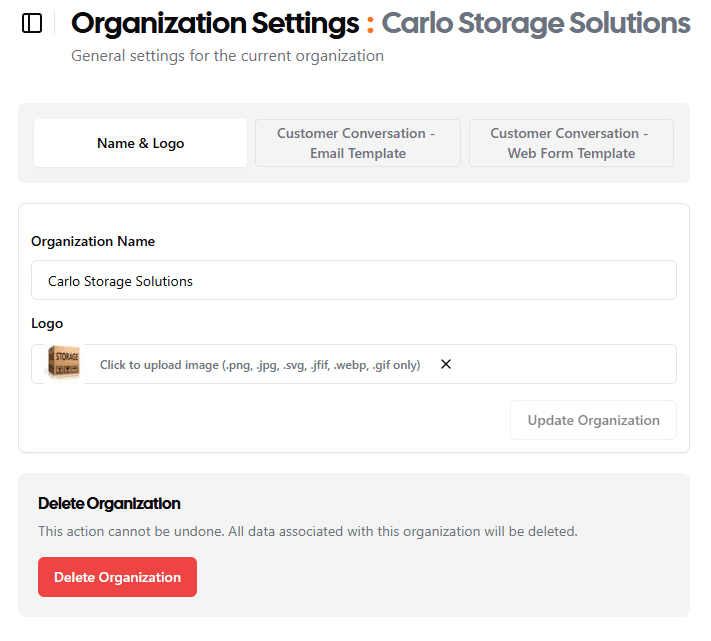 Organization Settings