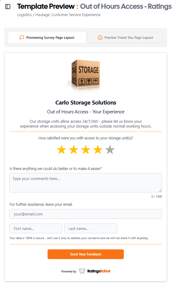 Preview survey page