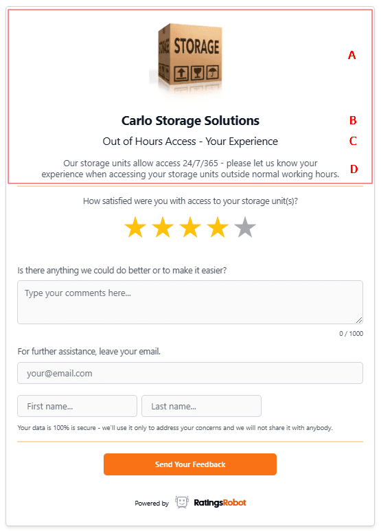Survey rating input form - heading