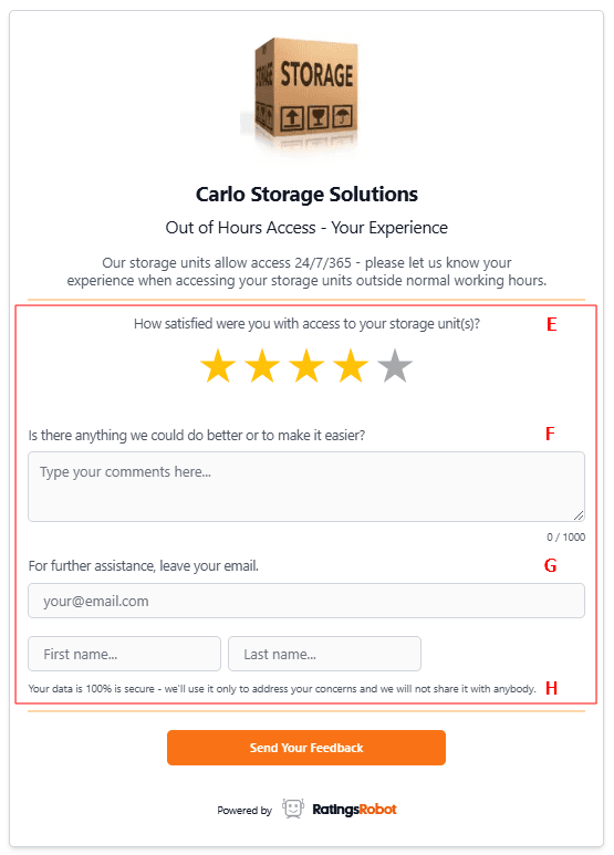 Survey rating input form - inputs
