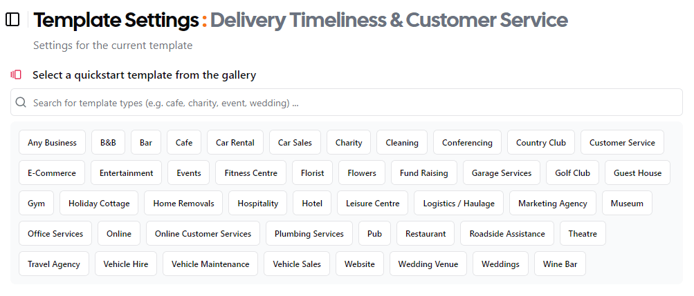 List of templates from gallery
