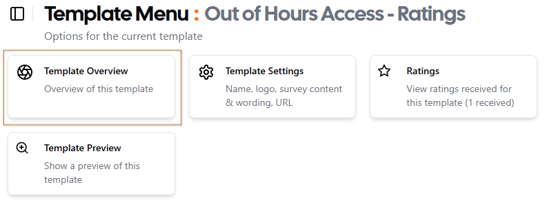 Template Menu - Select Template Overview