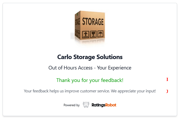 Survey rating - thank you page