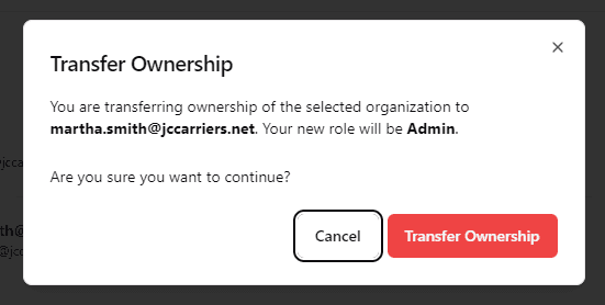 Transfer ownership